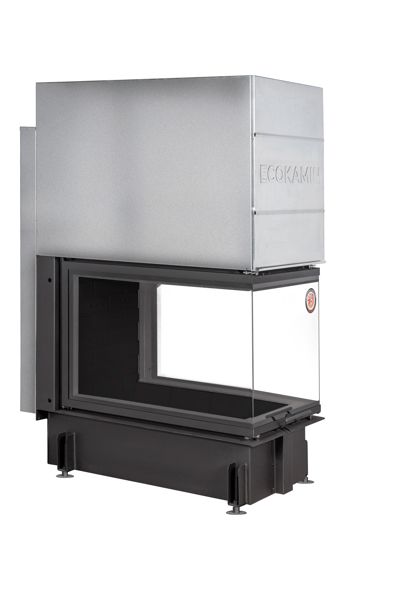 Каминная топка Экокамин ДЕЛЬТА 900 PB три стекла подовое горение принтинг черный шамот